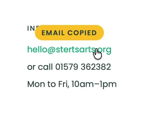 A button copying the Sterts email address with one tap