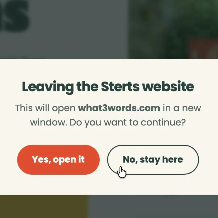 A prompt appearing as a visitor moves to leave the Sterts site