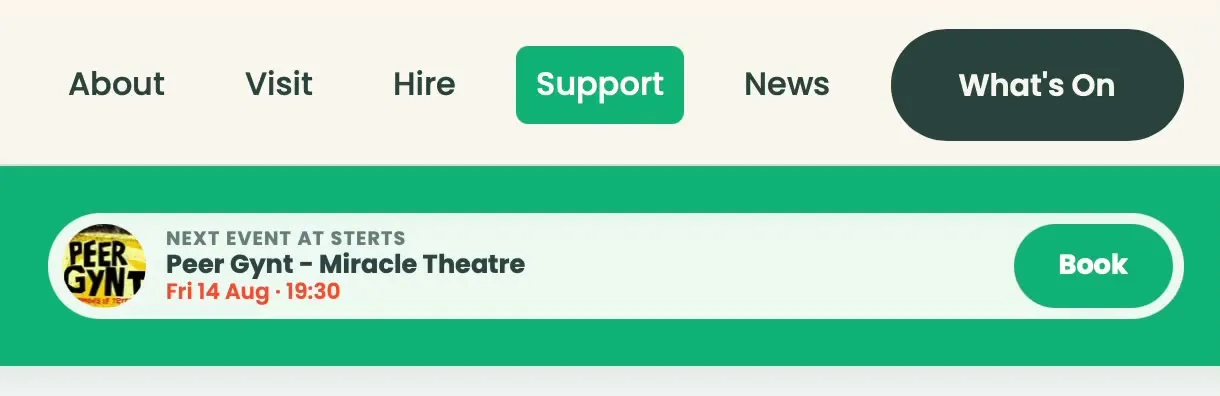 The next event shown in the Sterts site navigation