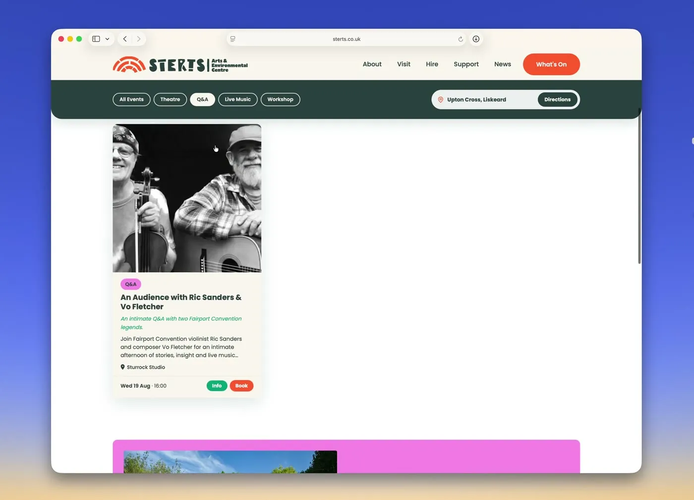 The Sterts What’s On page filtering live event listings